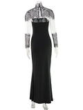 Ahagaga Sexy Women's Maxi Dresses With Lace Shawl Solid Strapless Sheath Slim Fit Fashion Gloves Summer Female Party Vestidos