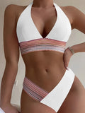 Halter Bikini 2025 Solid Bandage Swimsuit Women Padded High Cut Swimwear Female Bathers Bathing Swimming Swim Suit Beachwear