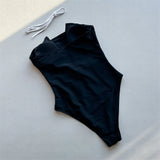 Sexy Black White Patchwork Swimwear One Piece Swimsuit Woman 2026 Strapless Bodysuit High Cut Swimming Wear Bathing Suit Bather