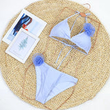 3D Floral Print Brazilian Micro Bikini Set Solid Color Sexy Women's Biquini Beachwear Swimming Suit for 2025