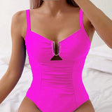 U Shaped Pleated Swimsuits Female Swimwear One Piece Swimsuit Women Monokini High Cut Bathing Suit Swim Beachwear Slim Bodysuit