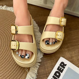 Women Platform Slippers Indoor Street Summer Shoes Solid Color Thick Sole Anti Slip Female Home Beach Slides Slip On Sandals