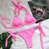 Luxury Rhinestones Bikin 2026 New Women Solid Red Blue Bandage Cross Diamond Thong Swinsuit Beach Bathing Suit Swimwear Biquini