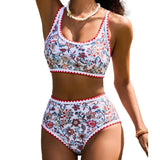 New Sexy Bikinis Print Swimsuits Women's Swimwear Push Up Female Beach Swim Wear Bathing Suits High Waist Bikini Set Pool Bather