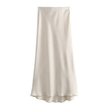Foridol Autumn Winter Burgundy Satin Skirt Women Party Silk Skirt High Waist Straight Long Faldas Mujer Christmas Skirt