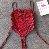 Sexy Lace Up Tummy Cut Out Monokini One Piece Swimsuit Women Swimwear Female Leopard Thong Bather Bathing Suit Swim Wear V1290