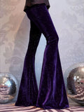 new European and American high-waisted slim shiny silver drape gold velvet bell-bottom casual pants