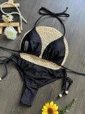 New Solid Color Bikini Set 2026 Women's Swimsuit Hanging Neck Rope Split Swimsuit 2-piece Set Summer Beachwear