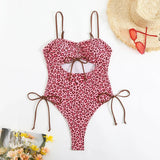 2026 Srappy Swimsuit One Piece Leopard Drawstring Swimwear Women Bathers Bathing Swimming Swim Suit Padded Beachwear Summer