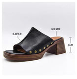 Women Beach Slippers Summer Thick Sole Anti Slip Retro Slippers Women High Heels Comfortable Shoes Zapatillas Mujer