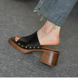 Women Beach Slippers Summer Thick Sole Anti Slip Retro Slippers Women High Heels Comfortable Shoes Zapatillas Mujer