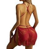 Backless Hot Sexy Women's Nightgown Night Dress Elegant Cheongsam Pajamas With Spaghetti Straps Deep V Slit Nightshirt Lingerie