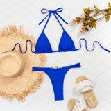 DEKA New Sexy One-shoulder Bikini Female Thong Swimsuit Women Diamond Swimwear Two-pieces Bikini Set Bather Bathing Suit Swim