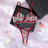 French retro lace underwear set sexy push-up bra erotic underwear