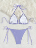 Shiny Sparkling Halter Strappy Bikini 2025 High Cut Bikinis Female Swimsuit Women Swimwear Two-pieces Bikini Set Bathing Suit