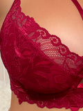 Stainless steel bra summer thin sexy comfortable anti sagging lace bra rose red gathering