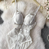 MOYISU Sexy Instagram Viral Bodysuit Women Pure & Sexy Sheer Mesh Halter Push Up Pads Summer Lingerie Euro Style Hot Sale SG