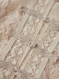 Summer Women's Retro Shirts Sheer Lace Blouse Elegant Stylish Button Down Short Sleeve Tops Casual Sexy