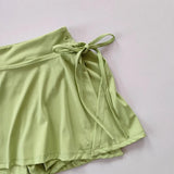 Women's sports yoga short skirt, badminton tennis skirt pants with inner pockets and side slit straps
