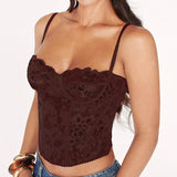 Lace Fishbone Crop Top Hot Girl Slim Fit Tank Top Sexy Body Shaping Backless Backless Deep V Suspenders Sleeveless Top 2RZV