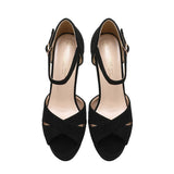 Flock Sandals Women Summer Platform Pumps Black Party Dress Evening Shoes Female High Heels Sandals Peep Toe Platform Heels
