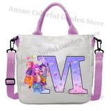 KPop Demon Hunters Canvas Shoulder Bag for Boys Girls Cartoon Letter Printed Crossbody Pouch Students Portable Fashion Handbag