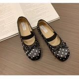 Polka Dot Women Ballet Flats Comfortable Round Toe Elastic Band Shoes Street Style Soft Sole Ladies Eelgant Wedding Dress Shoes