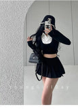 WOMENGAGA Fahsion Women Skorts Spicy Girl Sexy High Waist SlimA-LINE Pleated Skirt Half Body Short Skirt Sweet Korean Style 8NDZ