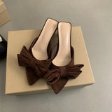 2026 New Women's Summer Butterfly-knot Low Heel Slippers Elegant Open Toe Party Dress Shoes Fashion Outdoor Ladies Slides