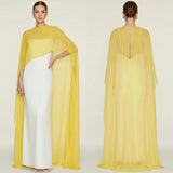 Women's Sheer Chiffon Cape Bat Sleeve Floor Length Shawl Elegant Cover Up Tops Party Evening Cape Blouse f