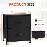 JHK Nightstand Bedside Table With Fabric Drawers And Storage