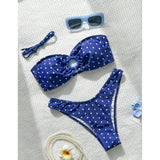 XS - L Polka Dot Bandeau Brazilian Bikini Women Swimwear Female Swimsuit Two-Pieces Bikini Set Bather Bathing Suit Swim V7711
