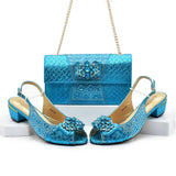 Doershow nice African Shoes And Bag Matching Set With BLUE Hot Selling Women Italian Shoes And Bag Set For Wedding  HFG1-1