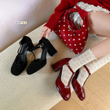 Luxury Design Fashion Single Shoes 2026 High Quality Red Women Elegant French Pumps 8cm High Heels Sandals Summer T-strap Ankle