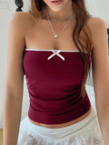 Spring Summer Women's Top Basic Bow Crop Top Lady Sweet Casual Tank Top Vacation Beach Dress up Korean Blouse Female Clothes