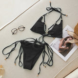 2026 Two Pieces Bathing Suit Halter Brazilian Thong Biquini Women Sexy Swimsuit Lace-Up Beachwear Female Summer Bikini Sets