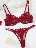 Transparent Floral Two Pieces Exquisite Lace Lingerie Set Ultrathin Bra Briefs Set Solid Exotic Lingerie For Ladies ZA824031