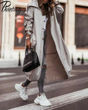 Phantasy Long Trench Coat Women Loose Button Fashion Casual Suit Elegant Female Pockets Streetwear Commuter Lady Coat Autumn