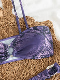sexy purple snake print bikinis sets two pieces 2025 women thong swimsuits female bathing suit swimwear biquini tankini trikini