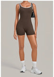 Women's Seamless Yoga Jumpsuits Sports Fitness Gym Sleeveless Backless Hip-lifting Shorts One-piece Training Workout Jumpsuit