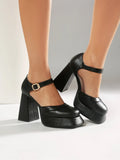 2026 New Women's Mary Janes Sandals Summer Square High Heels Fashionable Sexy Thick Soled Pumps Vintage Sandals Size 34-43