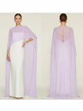 Women's Sheer Chiffon Cape Bat Sleeve Floor Length Shawl Elegant Cover Up Tops Party Evening Cape Blouse f