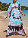 2026 New Colorful Kaftan Tunic Beach Dress Beach Wear Beachwear Beach Cover Up Cover-upsLoose Maxi Dress Female Women V4428