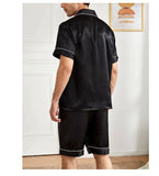 Men Satin Pajama Set Sleepwear for Man Summer Short Sleeve Button-Down Shirt & Shorts Pajamas 2 Piece Home Clothes Short Suit