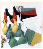 Sexy Lingerie Set Underwear Women Seamless Push Up Sports Bra High Waist Panties Solid Bras Brief Sets Sujetadores Soutien Gorge
