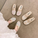Breathable Mesh Linen Slippers For Women Summer Flat Shoes Anti-slip Female Indoor Outdoor Slides Office Lady Walking Sandals