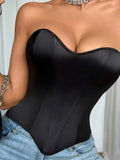 French Fashion Heart-Shaped Vest Corset Casaul Style Chest Corset Boned Motorcycle Style Short Sexy Waist Trainer For Women EEI6