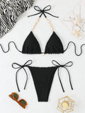 2026 Halter String Triangle Bikini Women Sexy Swimwear Female Mesh Swimsuit Solid Bathers Bathing Swimming Swim Suit Beachwear