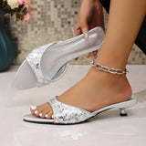 Bling Women Pointed Toe Slippers Sexy High Heels Sandals Shoes 2026 Summer Luxury Party Open Toe Shoes Brand Woman Elegant Pumps