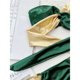New Sexy Splicing Bandeau Strapless Bikini Women Swimwear Female Swimsuit Two-Pieces Bikini Set Bather Bathing Suit Swim V3859